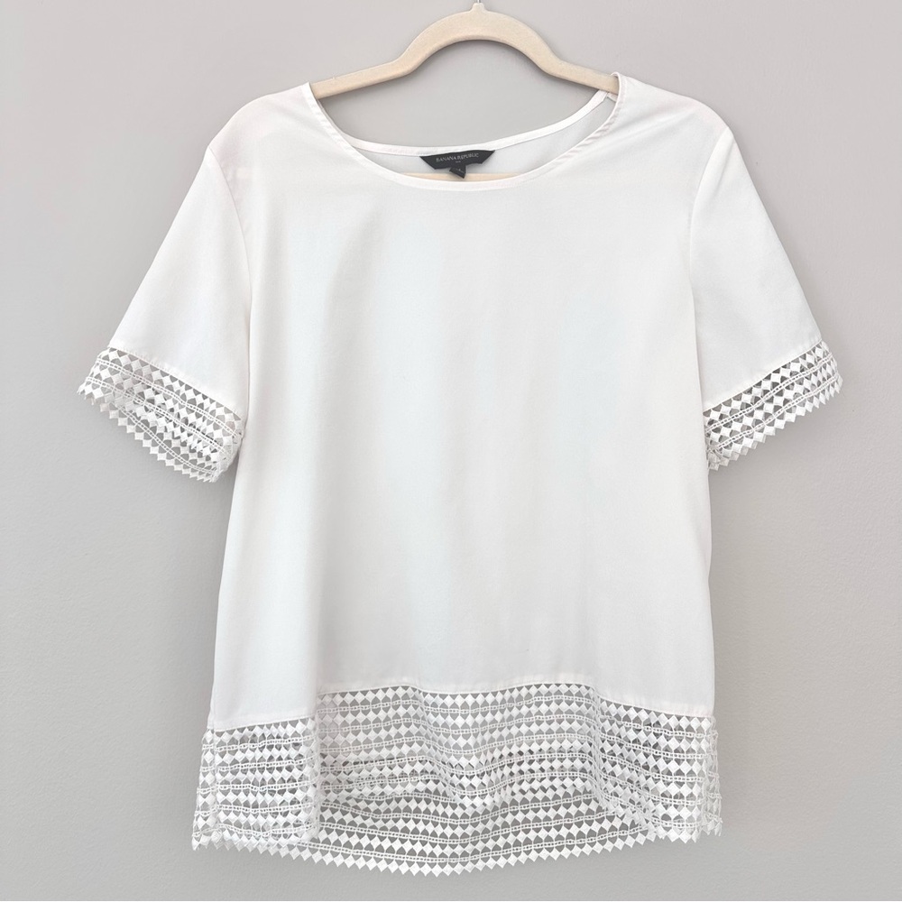 Off-White Lace Trim Blouse